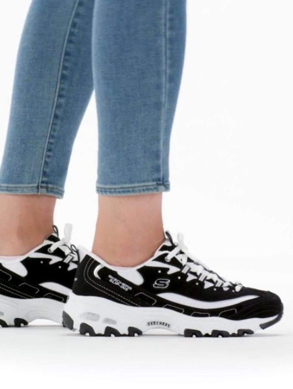 Skechers Slip In DLite's Fan Girl Black and White  Athletic Sneakers Size 8